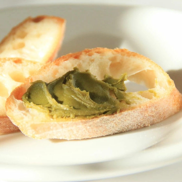 Matcha Milk Jam on grilled toast