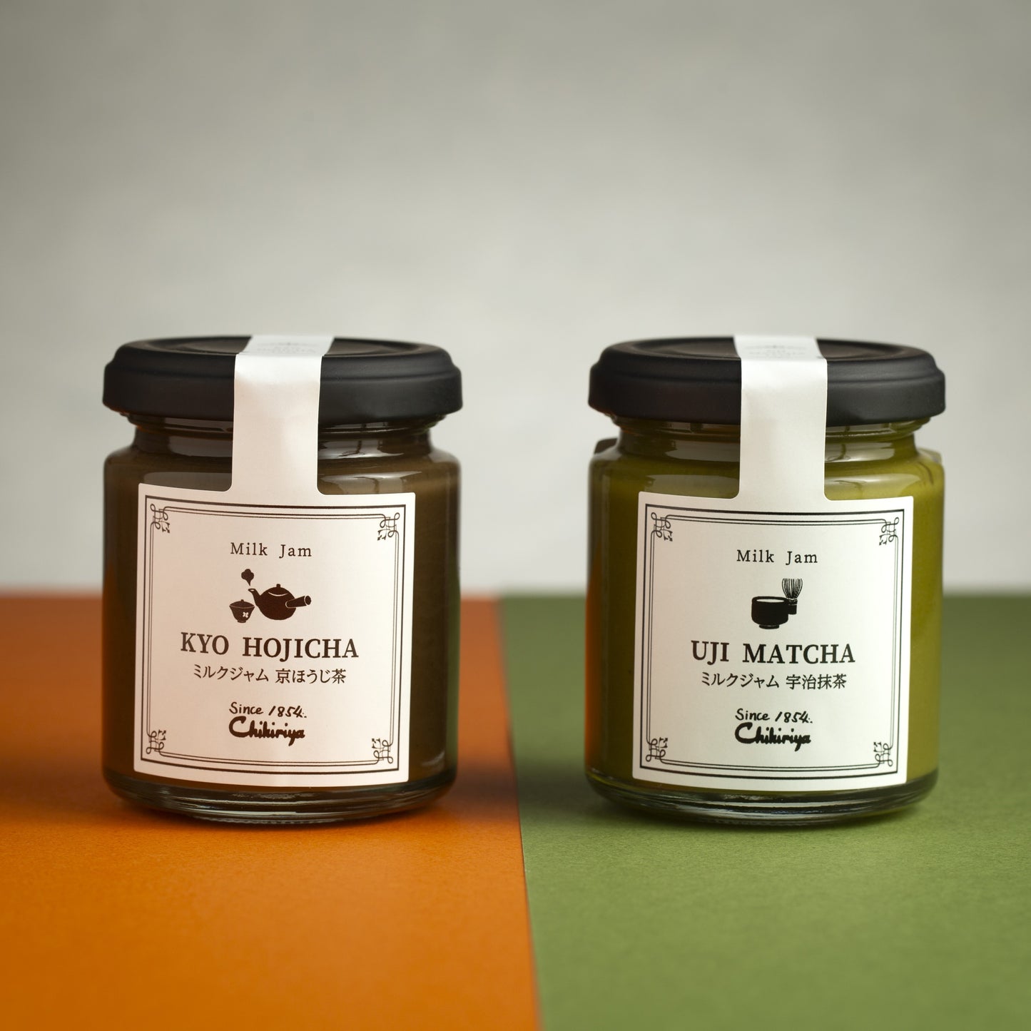 Matcha and Hojicha milk jam or spread