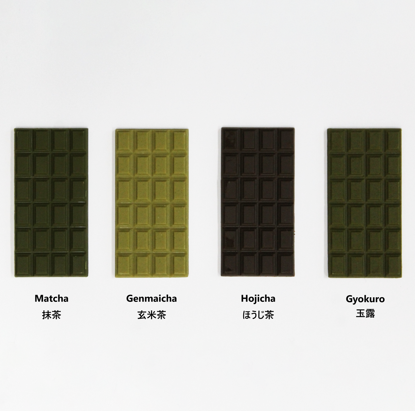 Chocolate bars Matcha Genmaicha Hojicha Gyokuro