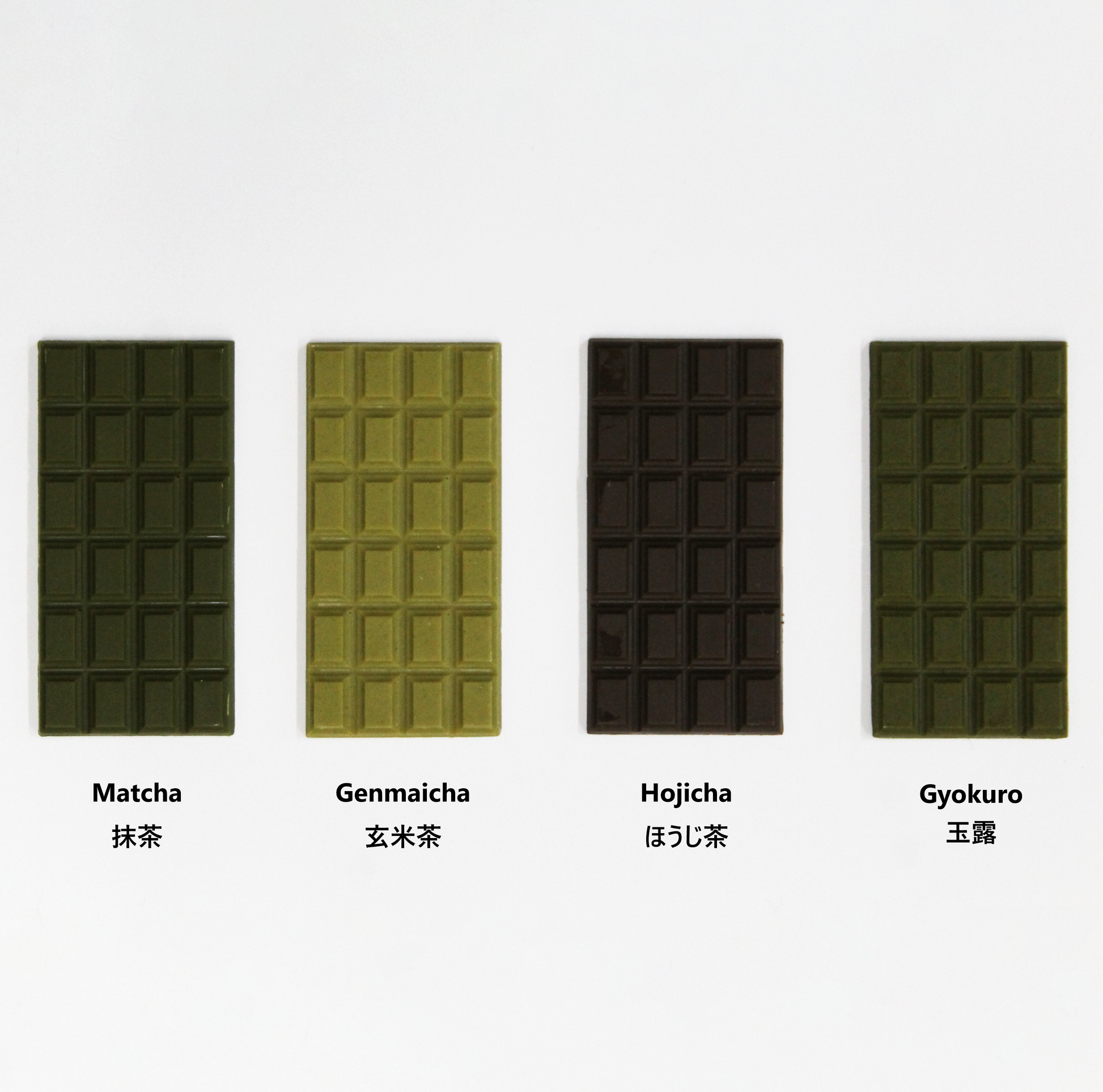 Chocolate bars Matcha Genmaicha Hojicha Gyokuro