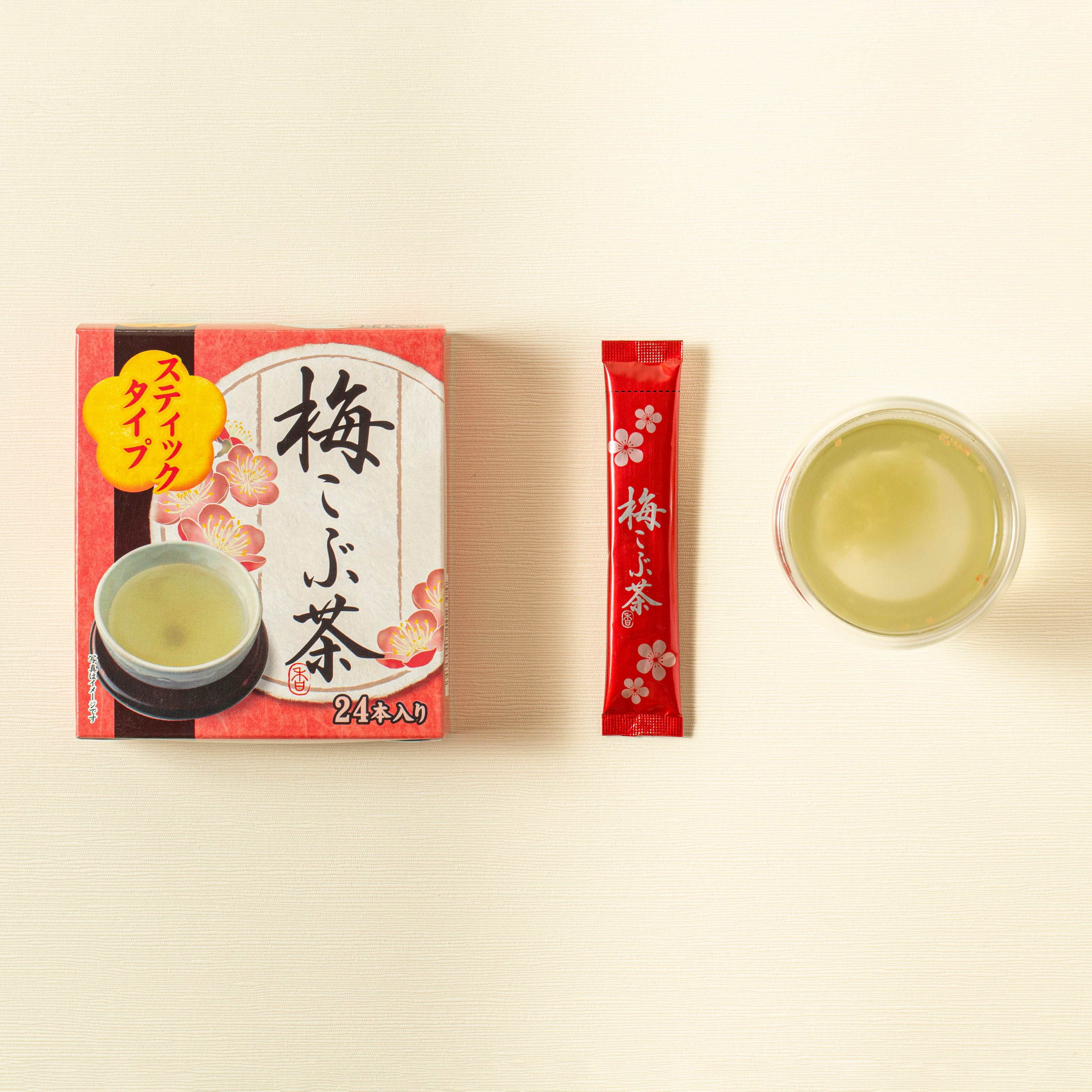 Tea package, tea kombucha stick and liquor. Plum