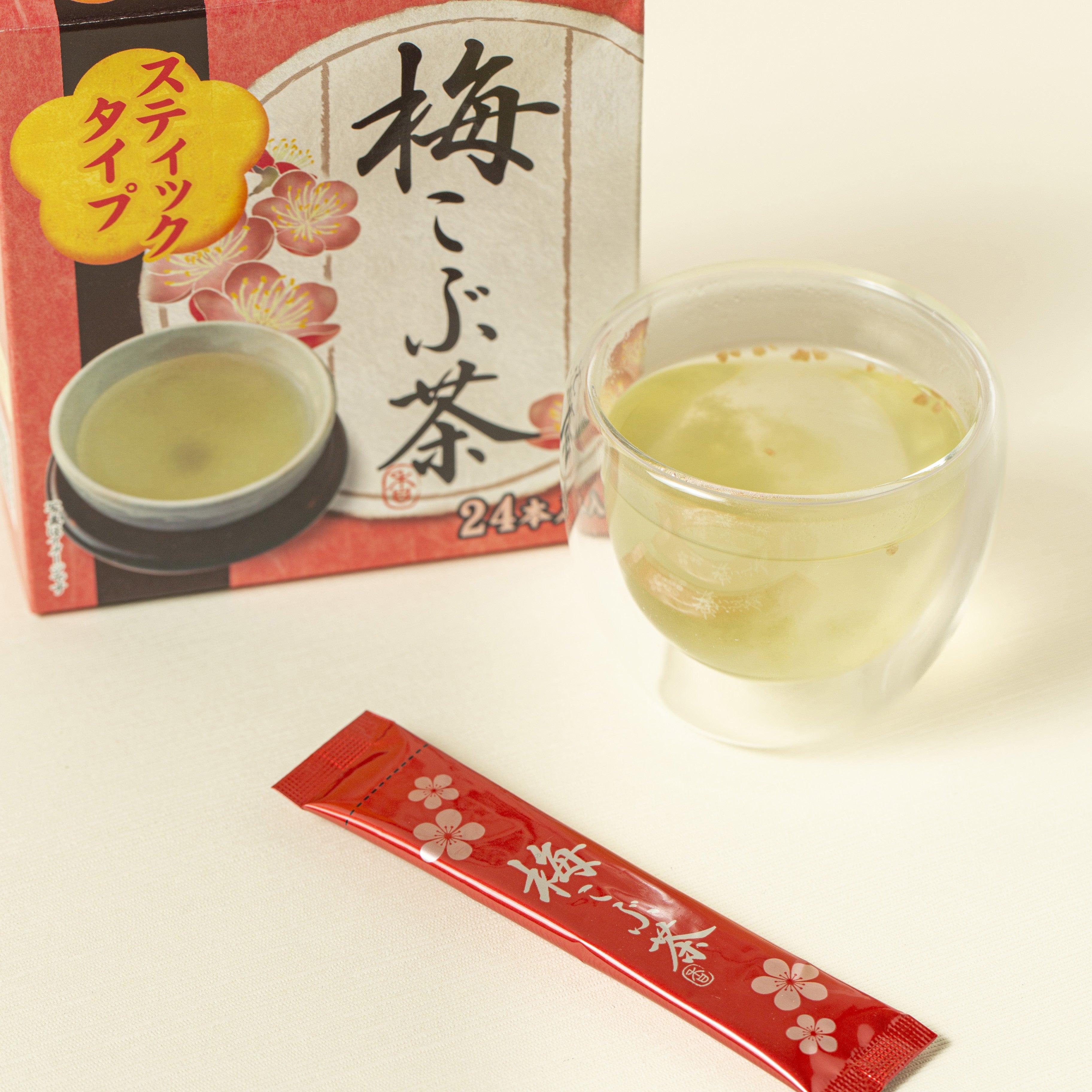 Tea package, tea kombucha stick and liquor. Plum