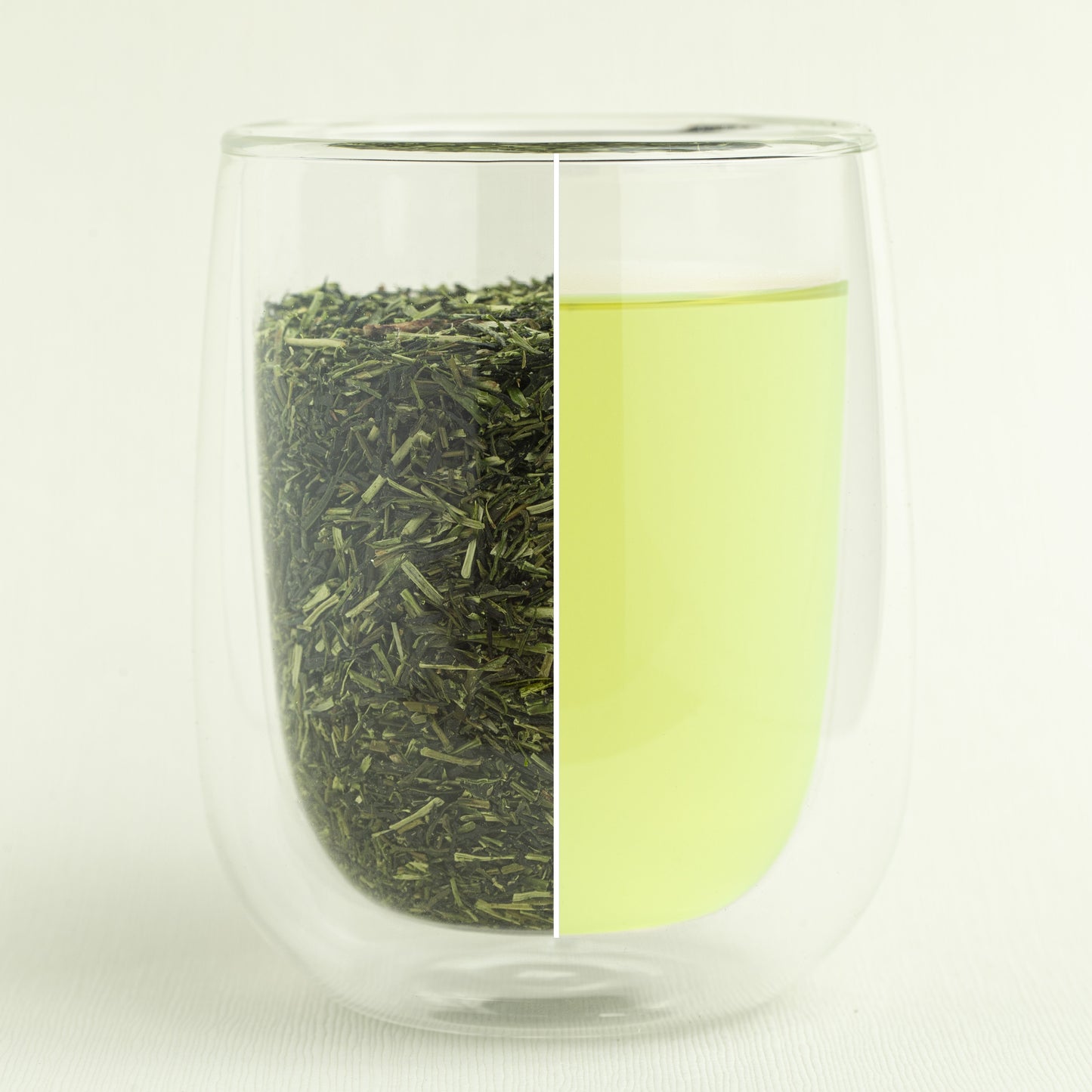 Karigane Tea and Tea Leaves in a glass