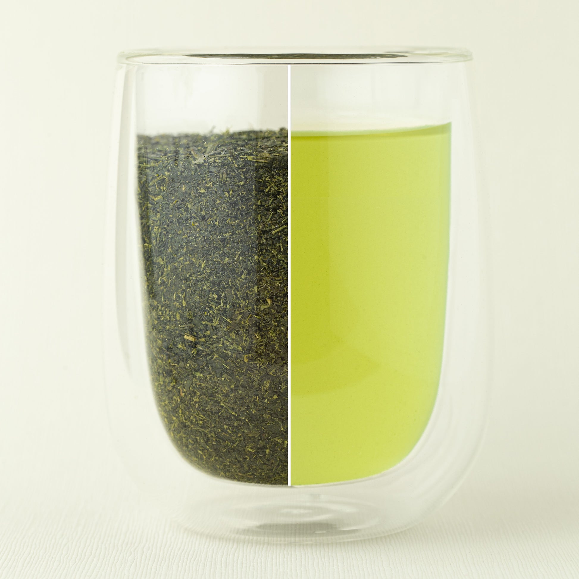 Tokumushi Nakayama Tea and Tea Leaves in a glass