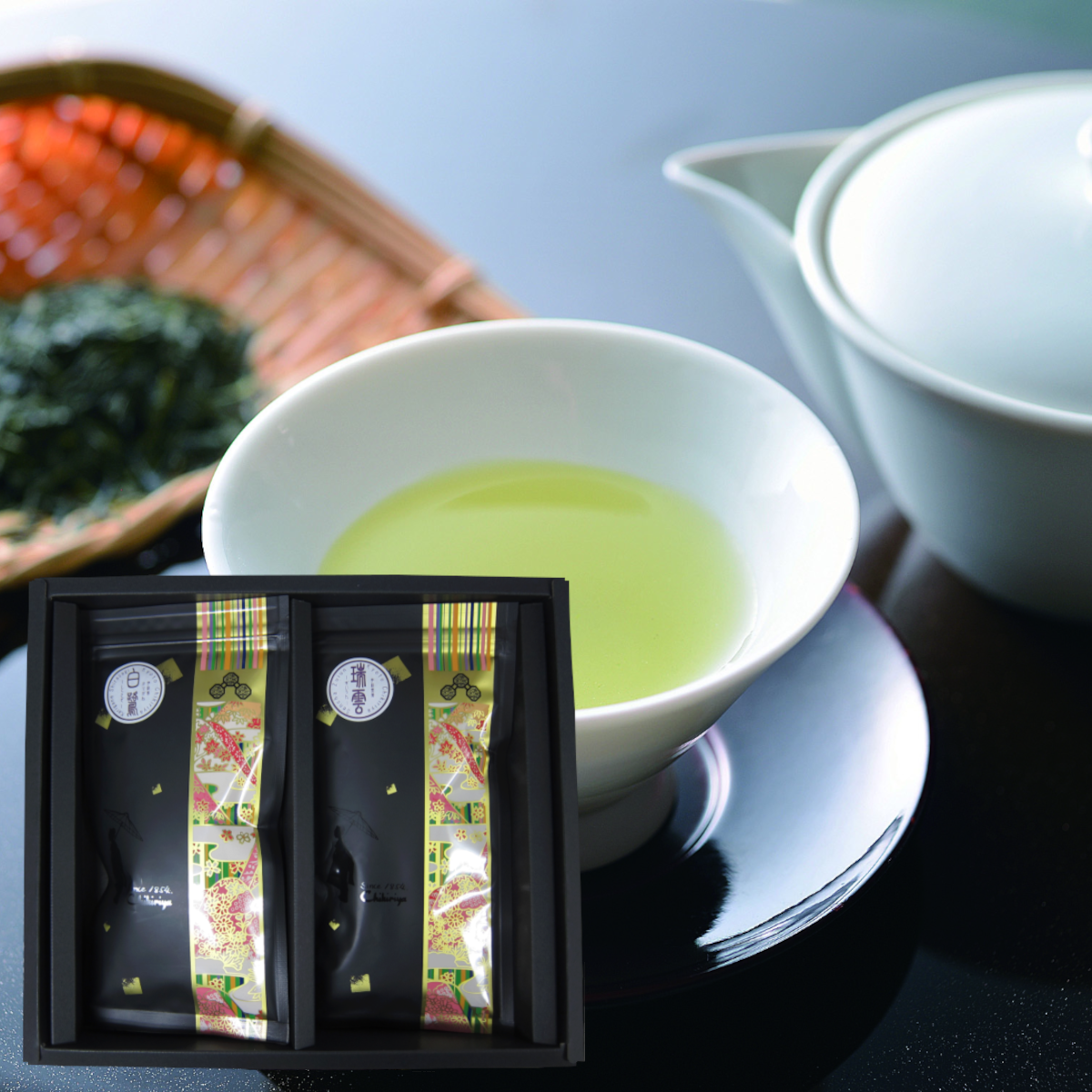[Coffret cadeau de thés japonais] Sélection Premium Chikiriya – « Shirasagi » et « Zuiun » 100 g x 2 - feuilles de thé en vrac